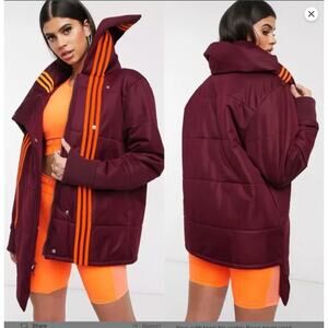 Adidas x IVY PARK Asymmetrical Neon Orange Burgundy Jacket Medium